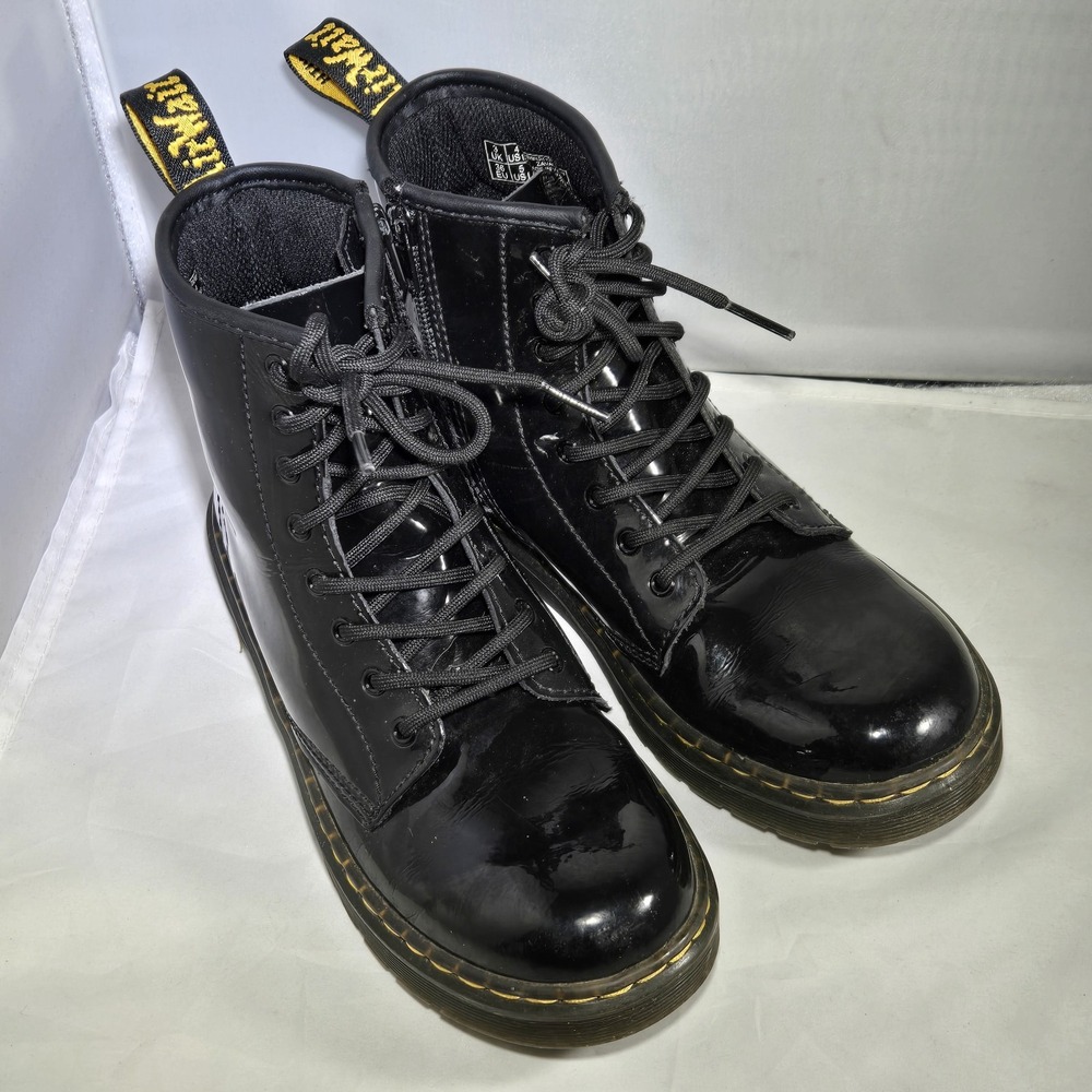 Dr. Martens Zavala J Black Leather Combat Boots Women's US 5 Mens 4 AW004